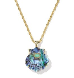 KENDRA SCOTT DESIGN Lucia Shell Gold Short Pendant Necklace in Abalone Shell