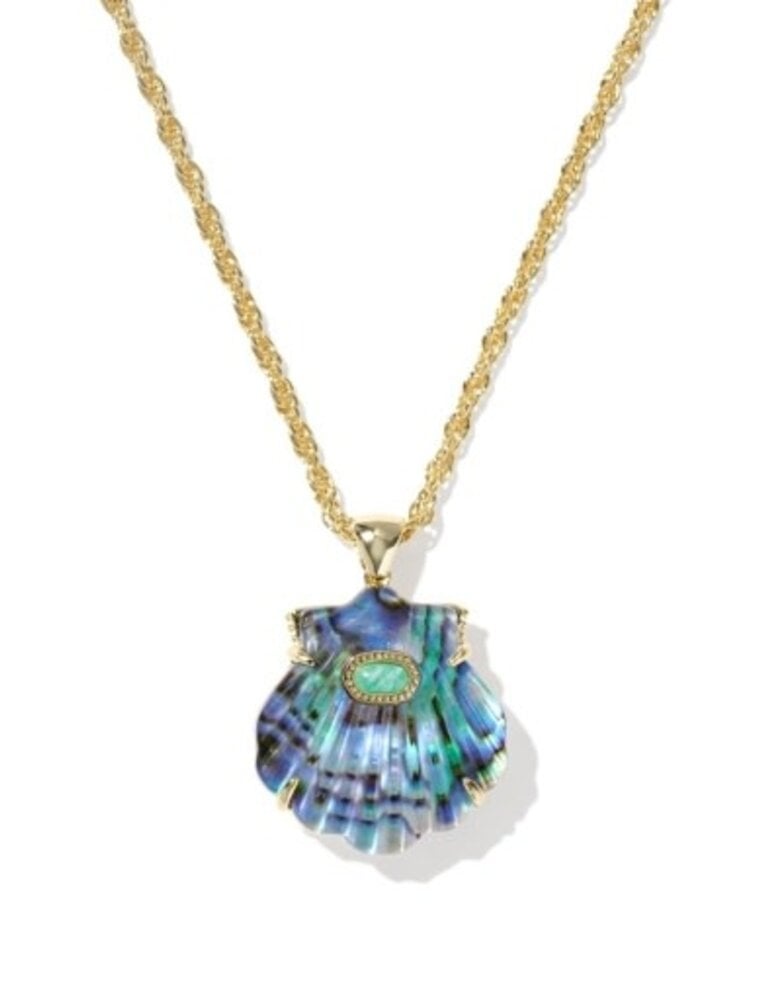 KENDRA SCOTT DESIGN Lucia Shell Gold Short Pendant Necklace in Abalone Shell