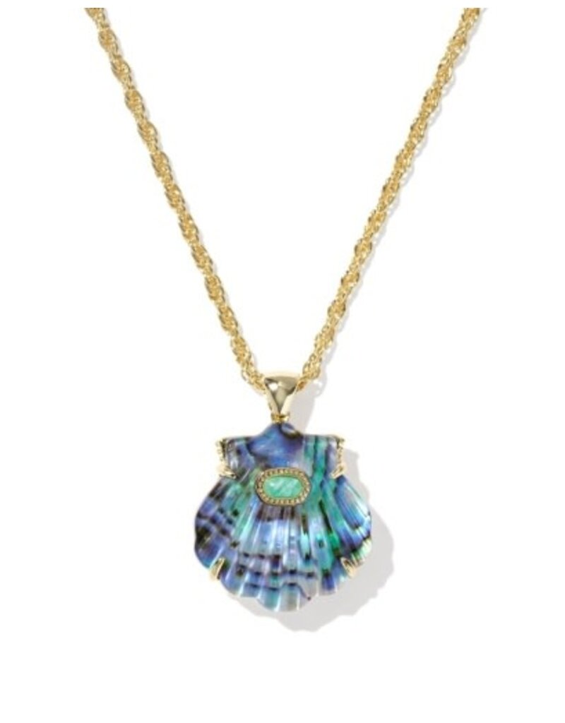 KENDRA SCOTT DESIGN Lucia Shell Gold Short Pendant Necklace in Abalone Shell