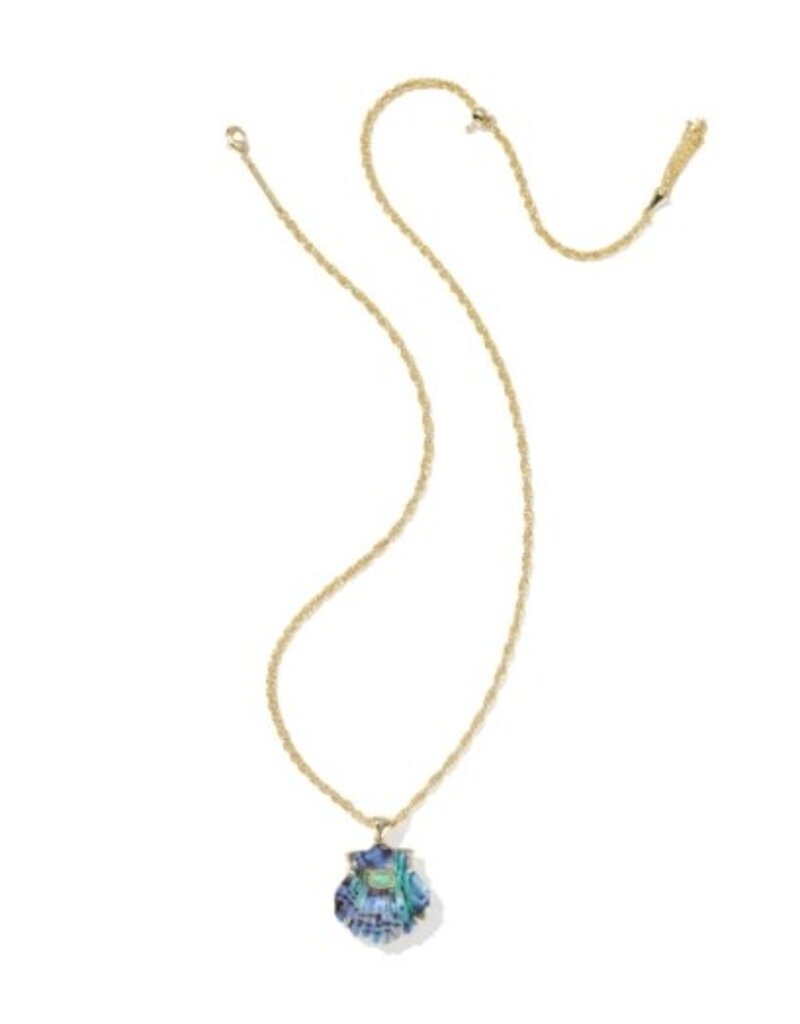 KENDRA SCOTT DESIGN Lucia Shell Gold Short Pendant Necklace in Abalone Shell