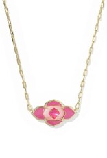 KENDRA SCOTT DESIGN Abbie Medalion Gold Short Pendant Necklace in Hot Pink Mix