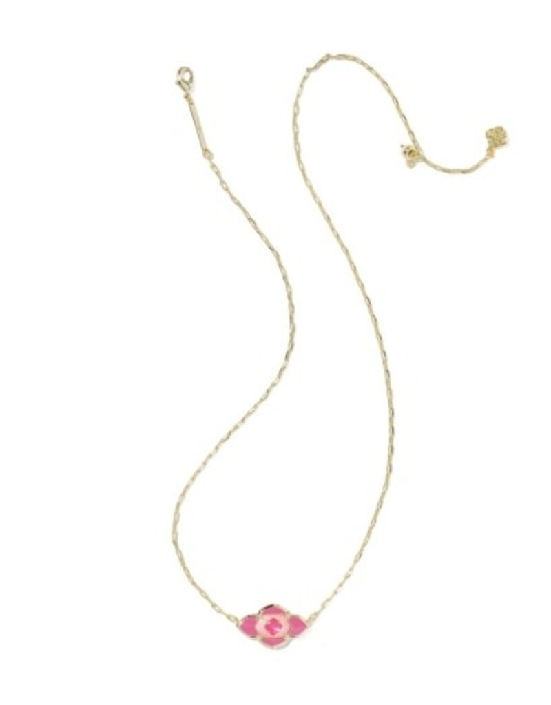 KENDRA SCOTT DESIGN Abbie Medalion Gold Short Pendant Necklace in Hot Pink Mix