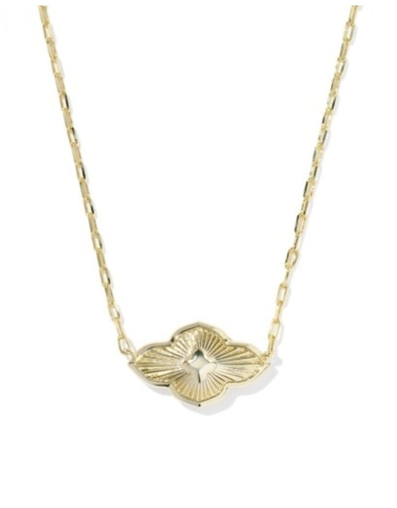 KENDRA SCOTT DESIGN Abbie Medalion Gold Short Pendant Necklace in Hot Pink Mix