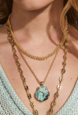 KENDRA SCOTT DESIGN Lucia Shell Gold Short Pendant Necklace in Abalone Shell