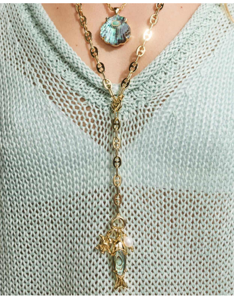 KENDRA SCOTT DESIGN Parker Fish Gold Long Charm Necklace