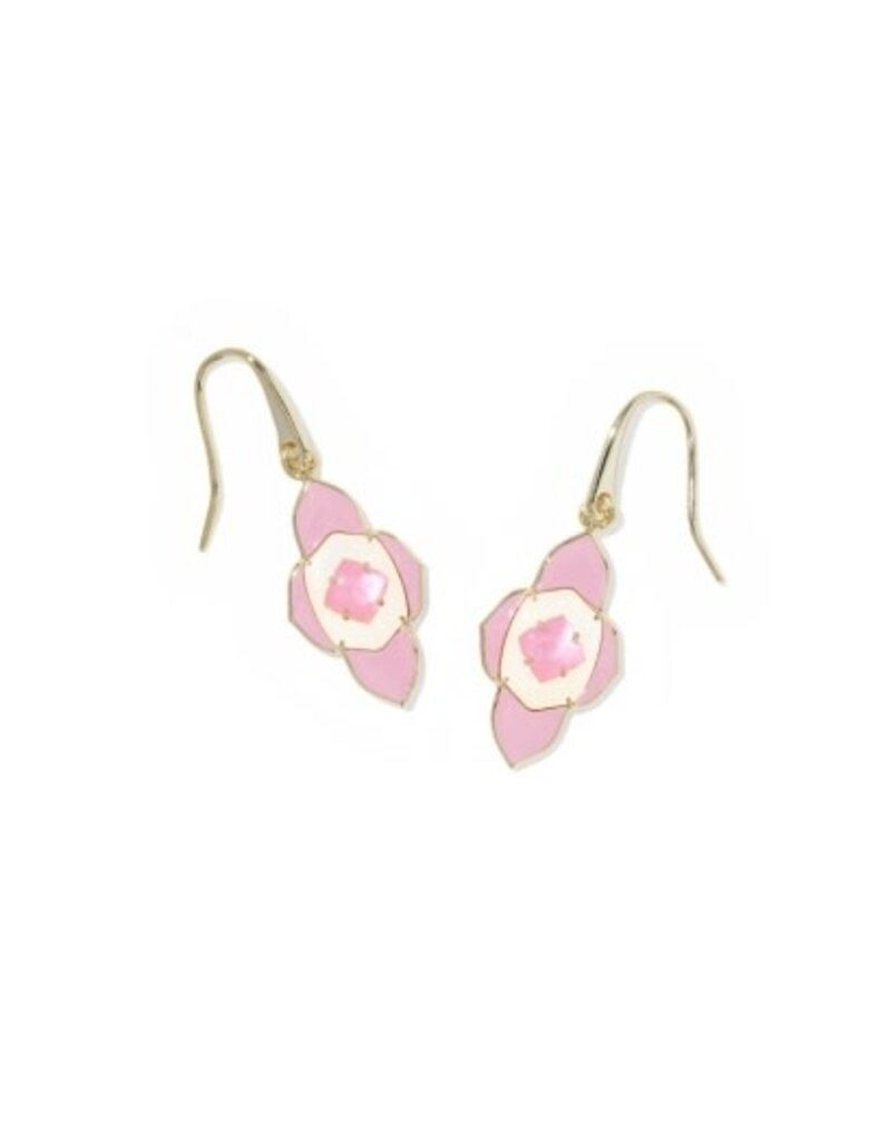KENDRA SCOTT DESIGN Abbie Medallion Small Gold Drop Earrings in Pink Mix