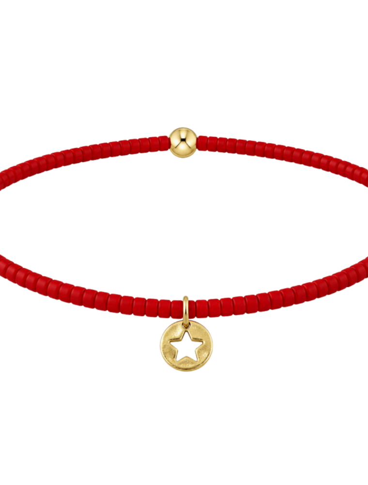 ENEWTON DESIGN Hope Classic Bracelet with Star Small Gold Disc Charm in Bright Red/Gold