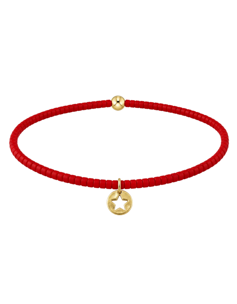 ENEWTON DESIGN Hope Classic Bracelet with Star Small Gold Disc Charm in Bright Red/Gold