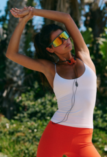 FREE PEOPLE MOVEMENT Skinny Strap Logo Tank in White