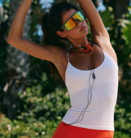 FREE PEOPLE MOVEMENT Skinny Strap Logo Tank in White