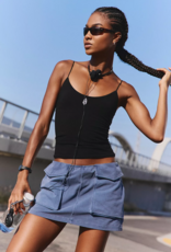 FREE PEOPLE MOVEMENT Skinny Strap Logo Tank in Black