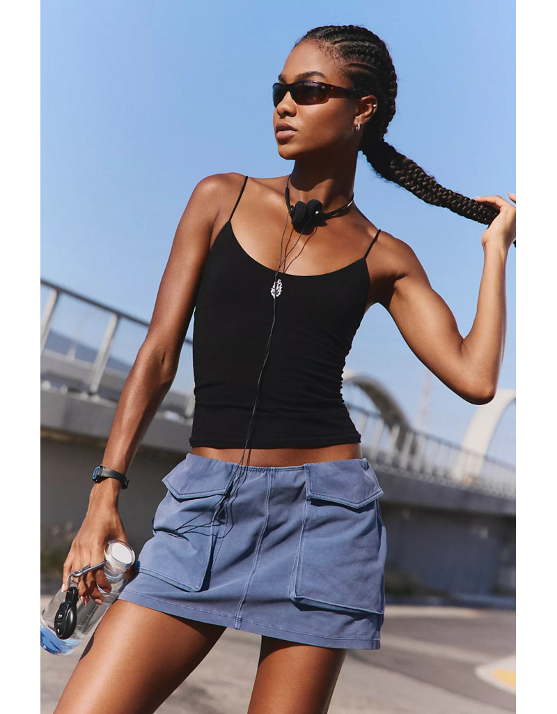 FREE PEOPLE MOVEMENT Skinny Strap Logo Tank in Black