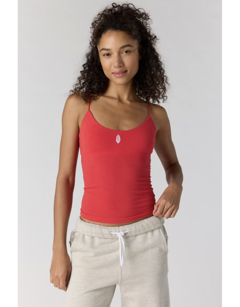 FREE PEOPLE MOVEMENT Skinny Strap Logo Tank in Grapefruit