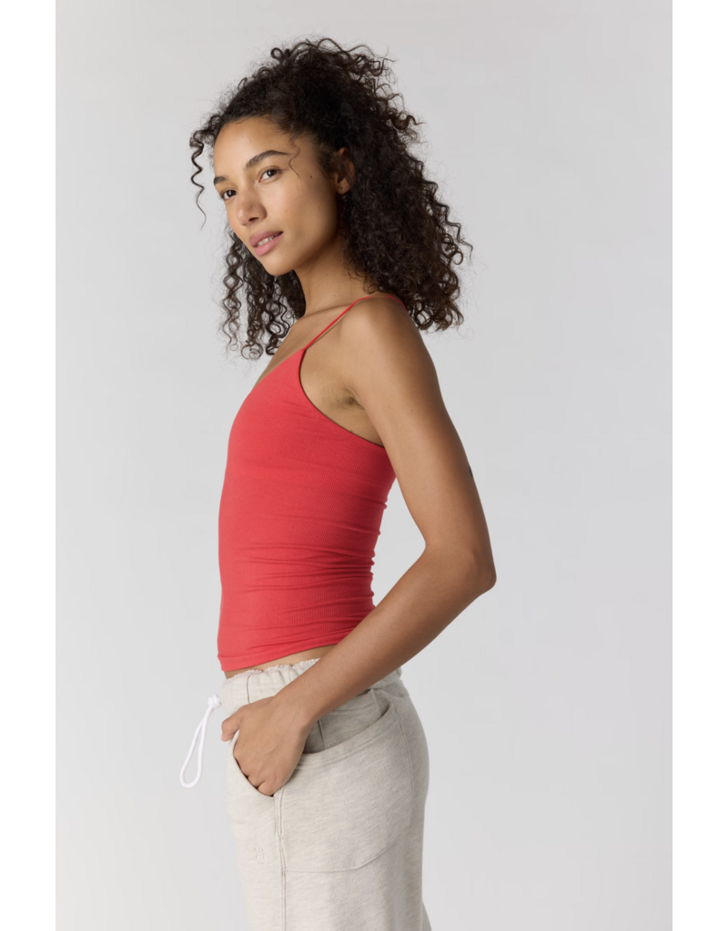 FREE PEOPLE MOVEMENT Skinny Strap Logo Tank in Grapefruit
