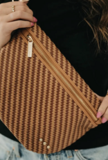 PRETTY SIMPLE Diagonal Woven Westlyn Bum Bag in Two Tone Browns
