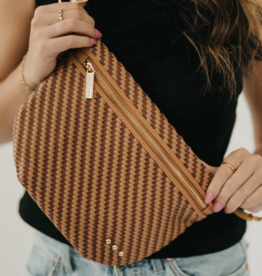 PRETTY SIMPLE Diagonal Woven Westlyn Bum Bag in Two Tone Browns