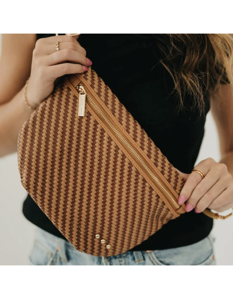 PRETTY SIMPLE Diagonal Woven Westlyn Bum Bag in Two Tone Browns