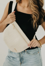 PRETTY SIMPLE Diagonal Woven Westlyn Bum Bag in Cream