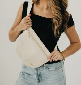 PRETTY SIMPLE Diagonal Woven Westlyn Bum Bag in Cream
