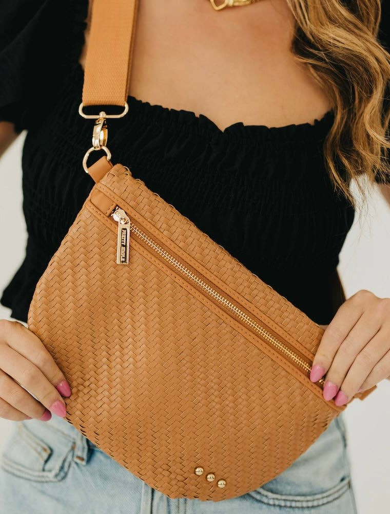 PRETTY SIMPLE Diagonal Woven Westlyn Bum Bag in Brown