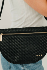 PRETTY SIMPLE Diagonal Woven Westlyn Bum Bag in Black