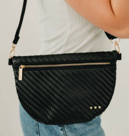 PRETTY SIMPLE Diagonal Woven Westlyn Bum Bag in Black