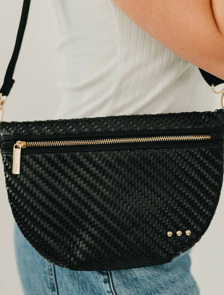 PRETTY SIMPLE Diagonal Woven Westlyn Bum Bag in Black