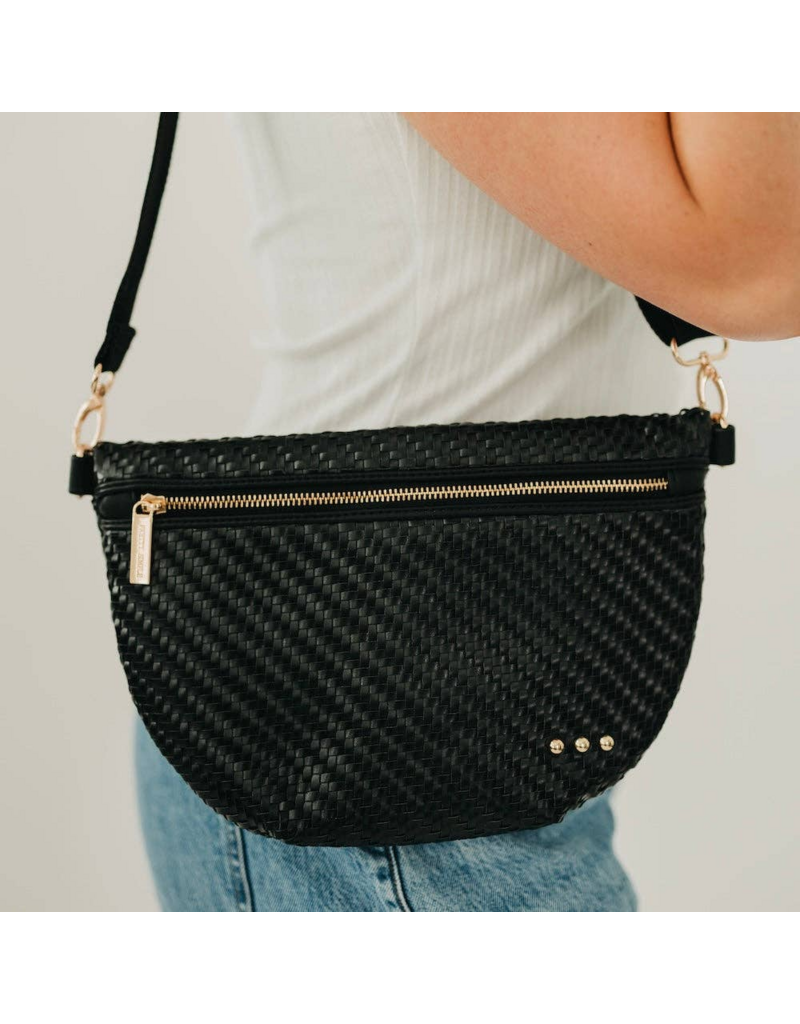 PRETTY SIMPLE Diagonal Woven Westlyn Bum Bag in Black