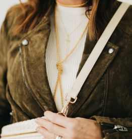 PRETTY SIMPLE Minimalist Vegan Leather Crossbody Strap in Cream