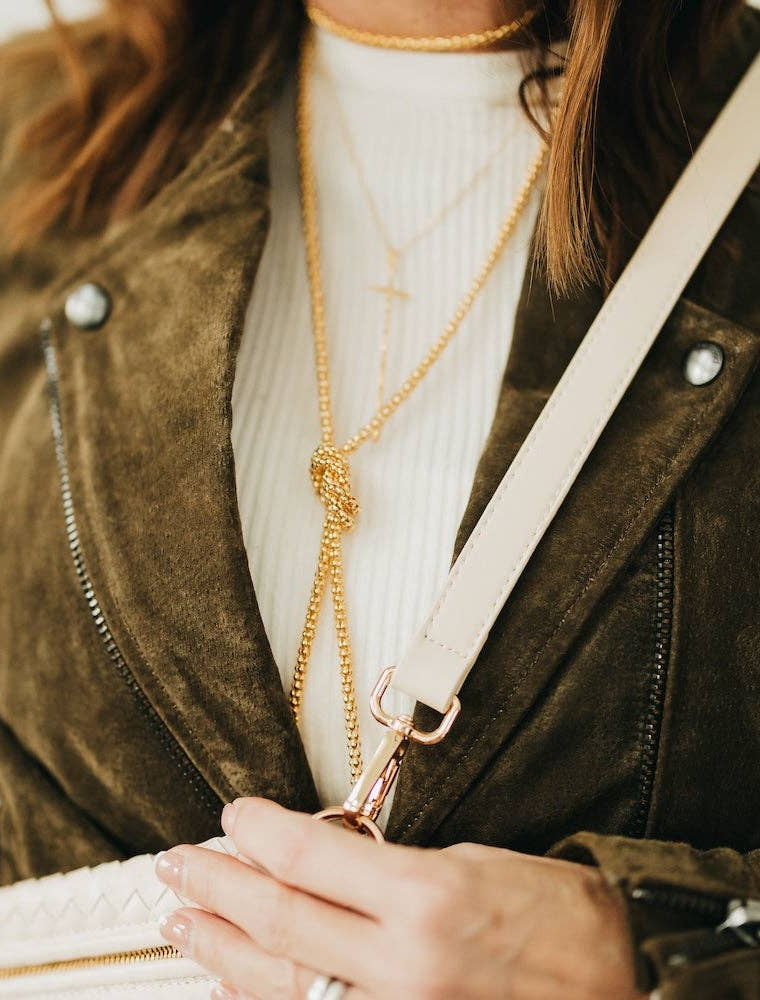 PRETTY SIMPLE Minimalist Vegan Leather Crossbody Strap in Cream