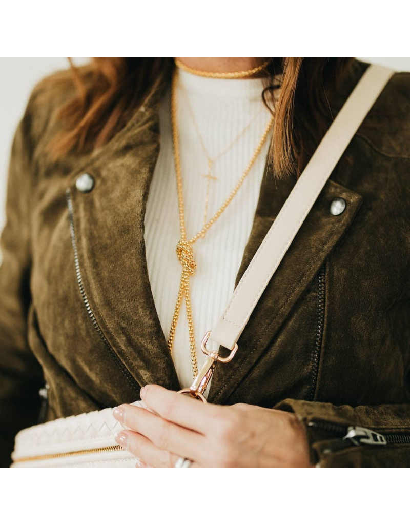PRETTY SIMPLE Minimalist Vegan Leather Crossbody Strap in Cream