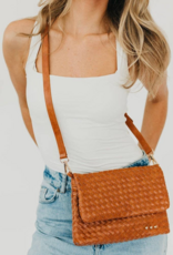 PRETTY SIMPLE Wrenlee Woven Flap Crossbody in Brown