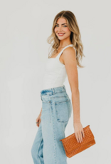 PRETTY SIMPLE Wrenlee Woven Flap Crossbody in Brown