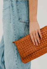 PRETTY SIMPLE Wrenlee Woven Flap Crossbody in Brown