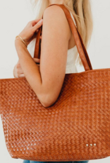 PRETTY SIMPLE Woven Tiffany Organizer Tote Bag in Brown