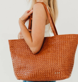 PRETTY SIMPLE Woven Tiffany Organizer Tote Bag in Brown