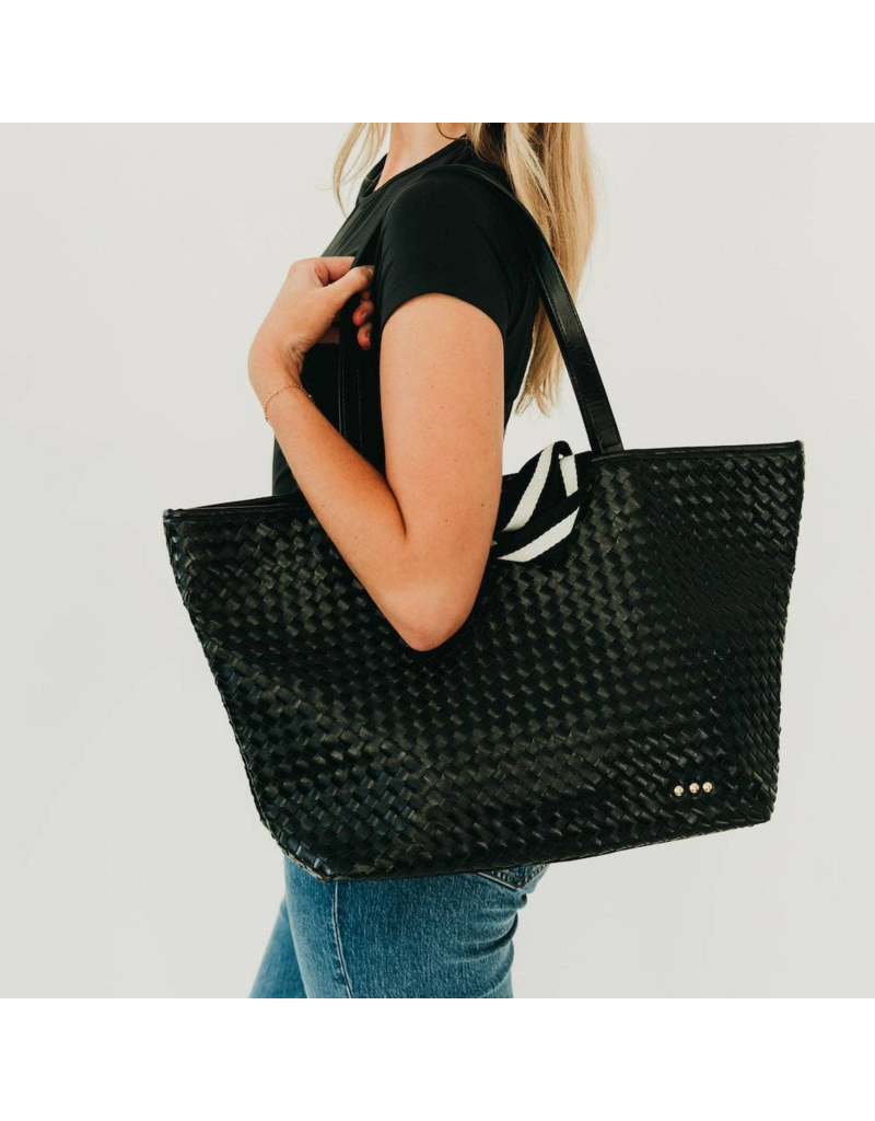 PRETTY SIMPLE Woven Tiffany Organizer Tote Bag in Black