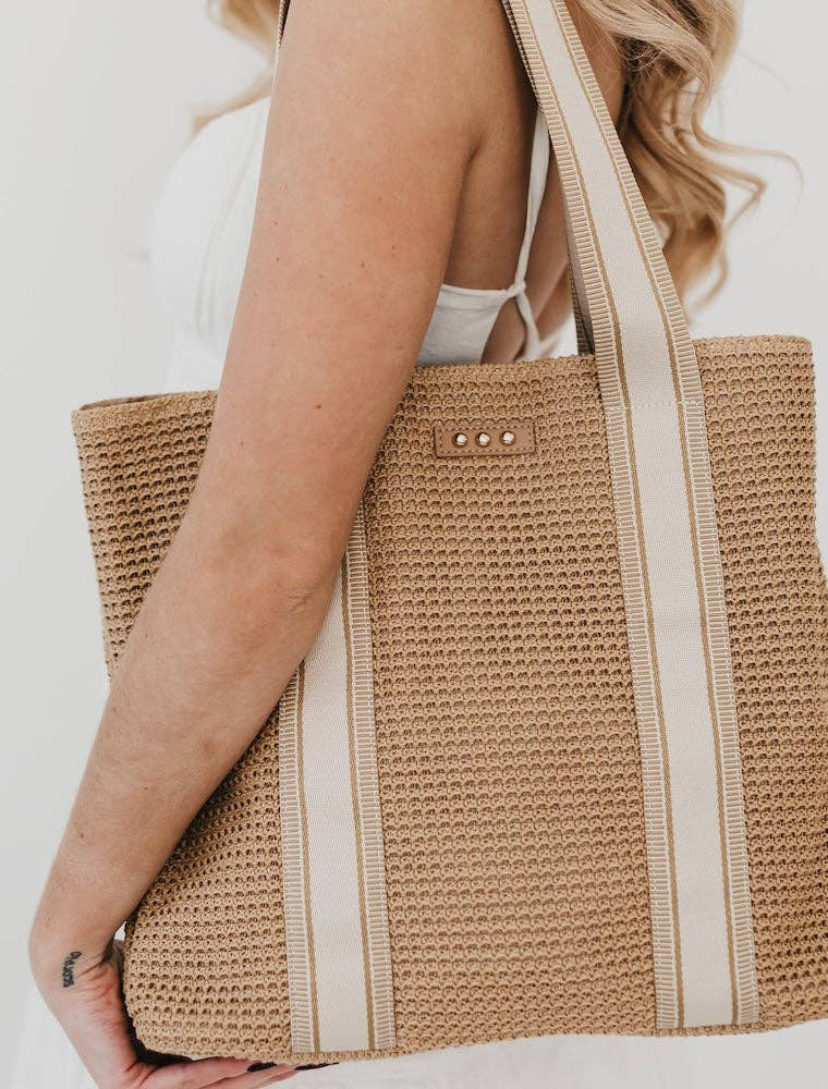 PRETTY SIMPLE Ruby Raffia Tote Bag in Tan