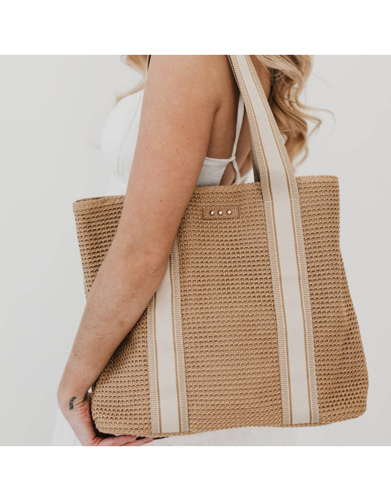 PRETTY SIMPLE Ruby Raffia Tote Bag in Tan