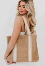 PRETTY SIMPLE Ruby Raffia Tote Bag in Tan
