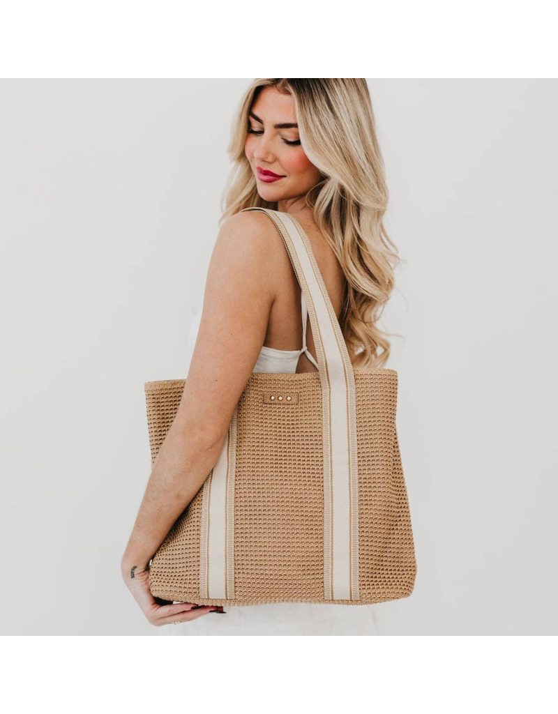 PRETTY SIMPLE Ruby Raffia Tote Bag in Tan