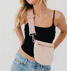PRETTY SIMPLE Woven Westlyn Bum Bag in Checkered Blush