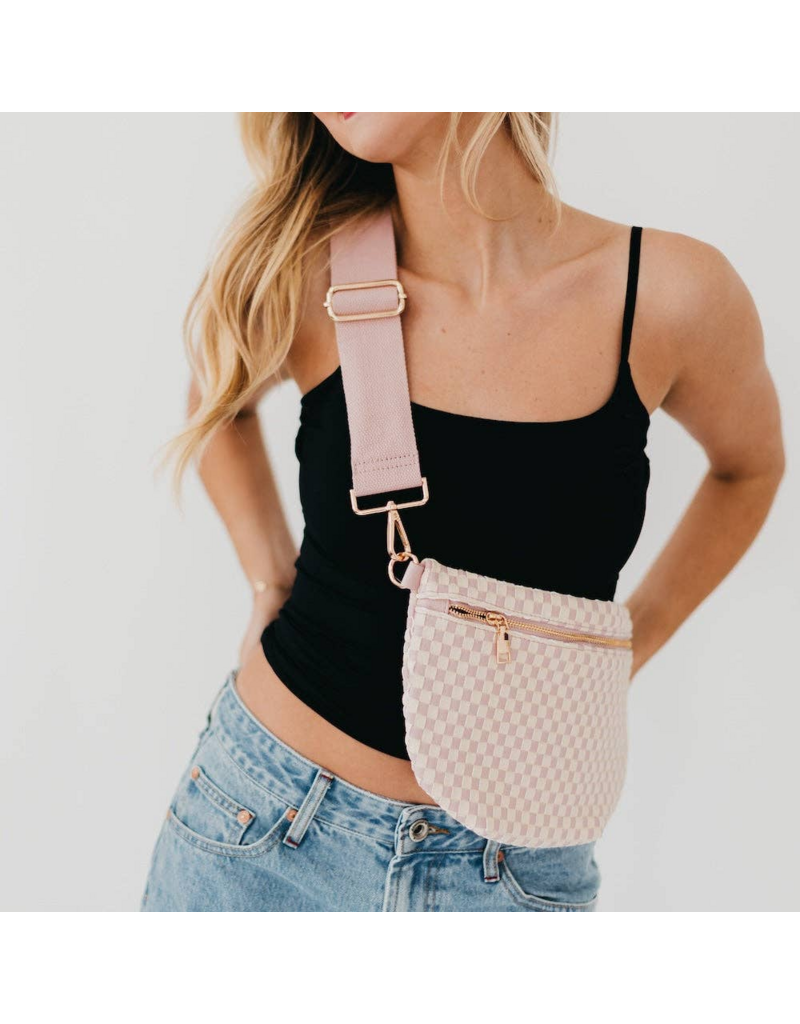 PRETTY SIMPLE Woven Westlyn Bum Bag in Checkered Blush