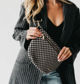 PRETTY SIMPLE Westlyn Woven Bum Bag in Checkered Light Gray/Black