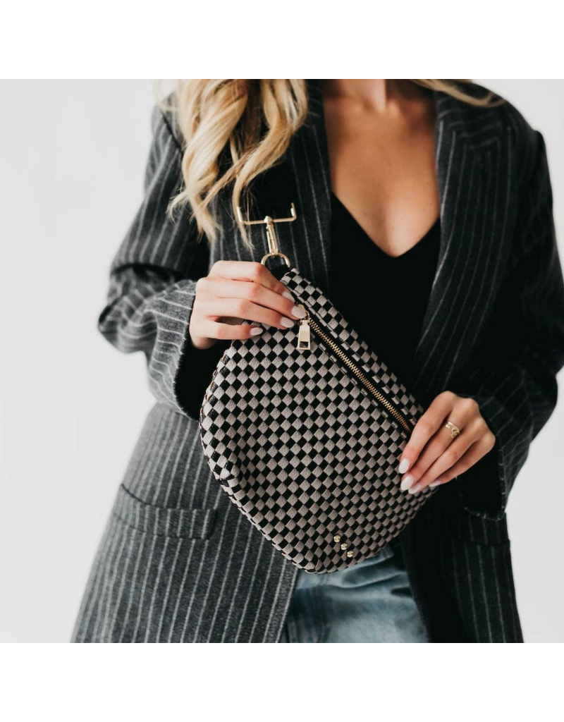 PRETTY SIMPLE Westlyn Woven Bum Bag in Checkered Light Gray/Black