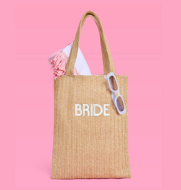 FETTI Bride Embroidered Straw Tote Bag