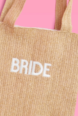 FETTI Bride Embroidered Straw Tote Bag