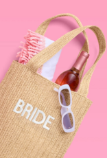FETTI Bride Embroidered Straw Tote Bag