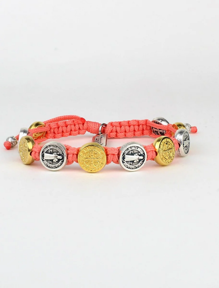 MY SAINT MY HERO Benedictine Blessing Bracelet in Peach/Two-Tone
