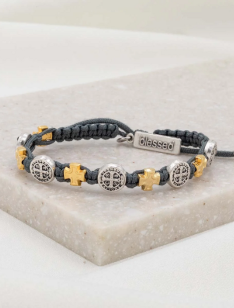 MY SAINT MY HERO Blessing in Faith Bracelet in Slate/Two Tone